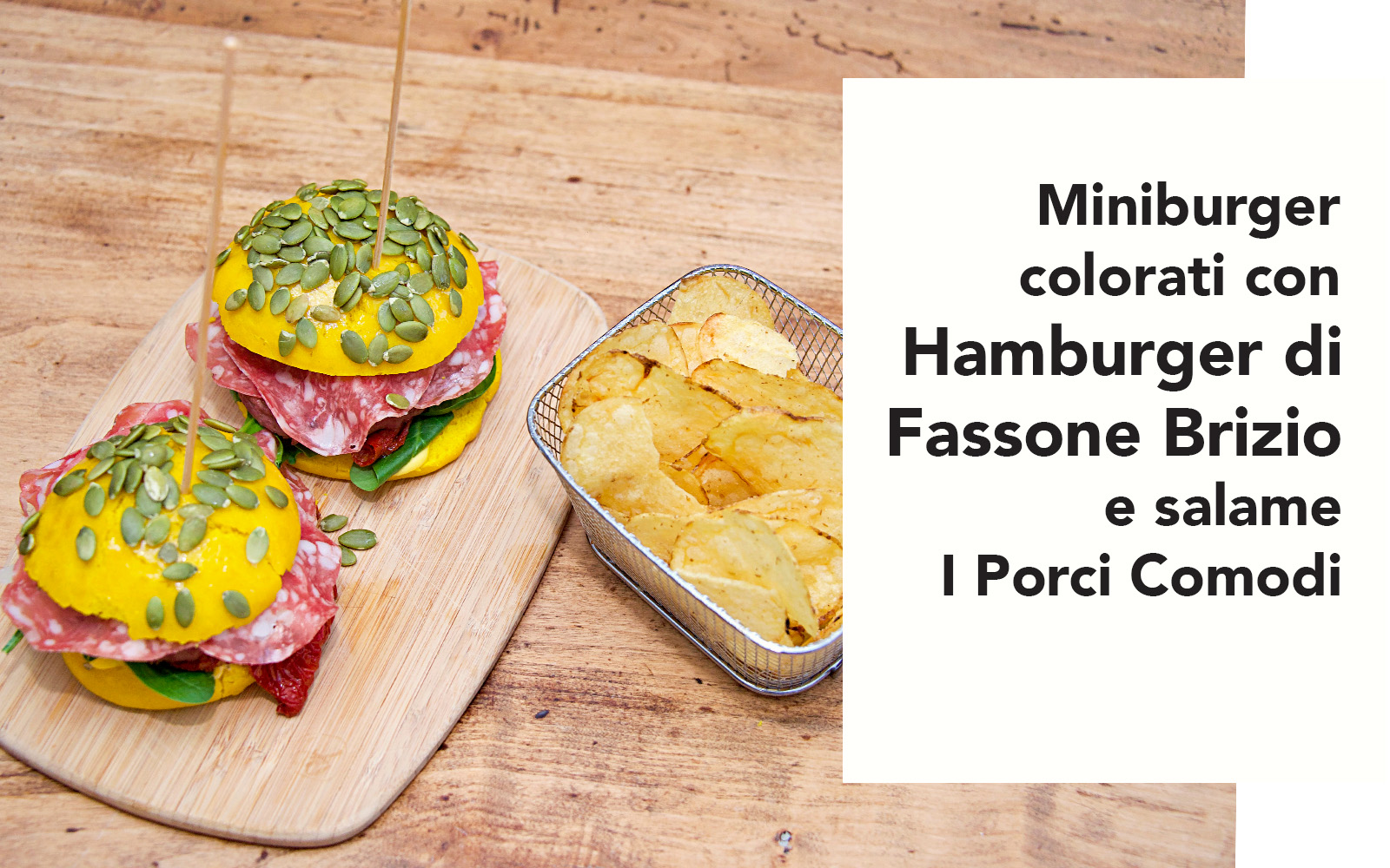 Anteprima Miniburger colorati con Hamburger di Fassone Brizio e salame I Porci Comodi di Romina Baratta